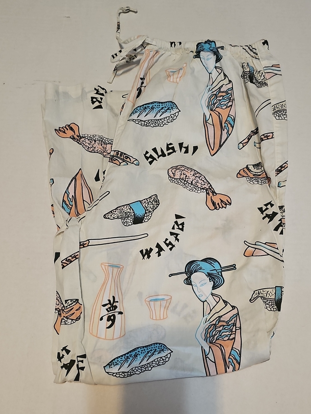 PJ‎ Salvage Womens Pajama Bottoms Sz Small Sushi Wasabi